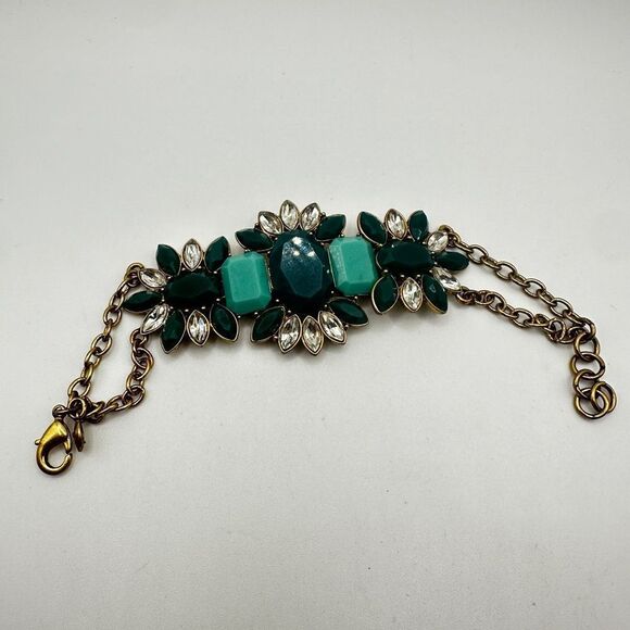 7.5" J.Crew rhinestone and acrylic statement bracelet in gold tone! - Picture 6 of 7